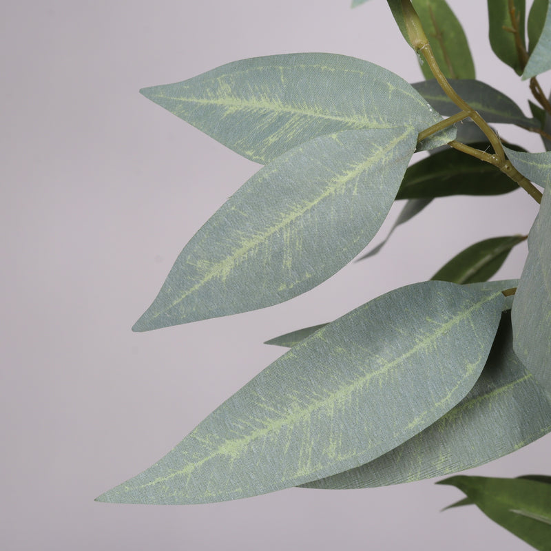 5FT Realistic Artificial Eucalyptus Tree in Black Plastic Pot with Lush Green Fabric Leaves, Indoor Potted Faux Plant for Home Office Decor