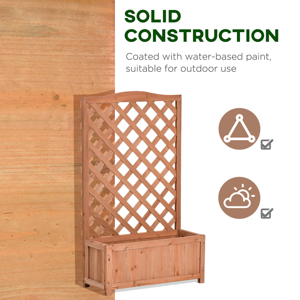 Outsunny Wooden Raised Garden Bed with Trellis, 46' Planter Box, to Grow Vegetables, Herbs, and Flowers for Backyard, Patio, Brown Media 3