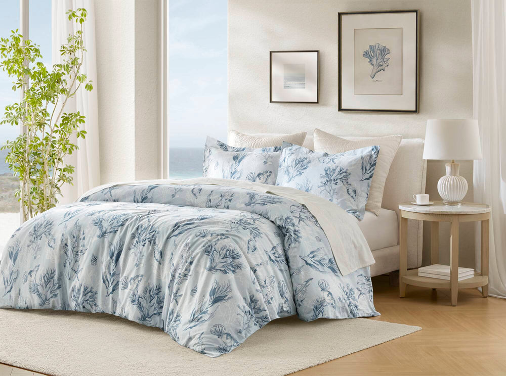 3-Piece Full/Queen 100% Cotton Sateen Duvet Cover Set,Navy/Blue Media 8