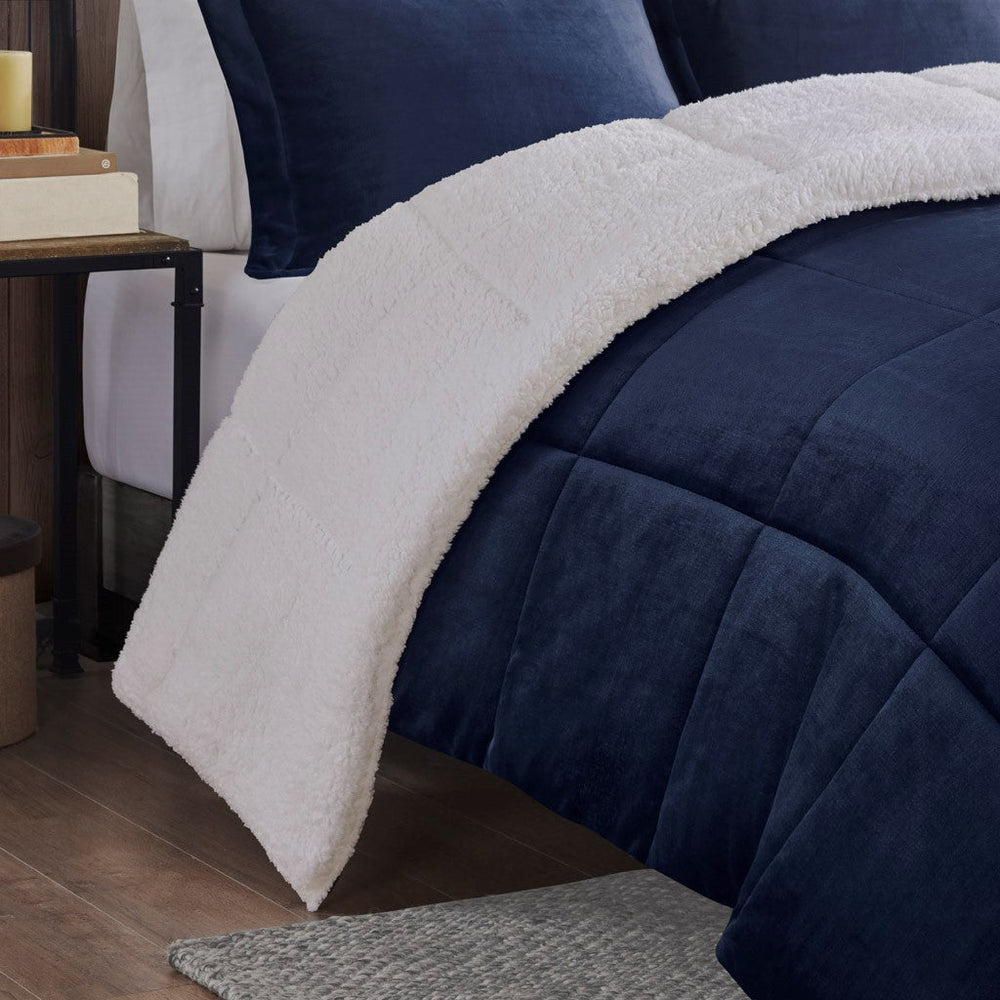 Full/Queen Plush to Sherpa Down Alternative Comforter Set Media 7