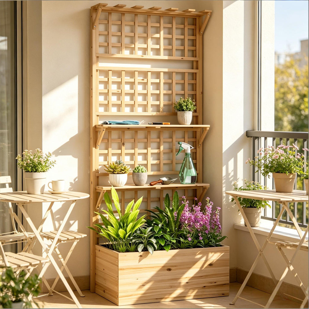 Garden Elevated Planter Box,Wooden Raised Garden Bed,Planter Box Media 1