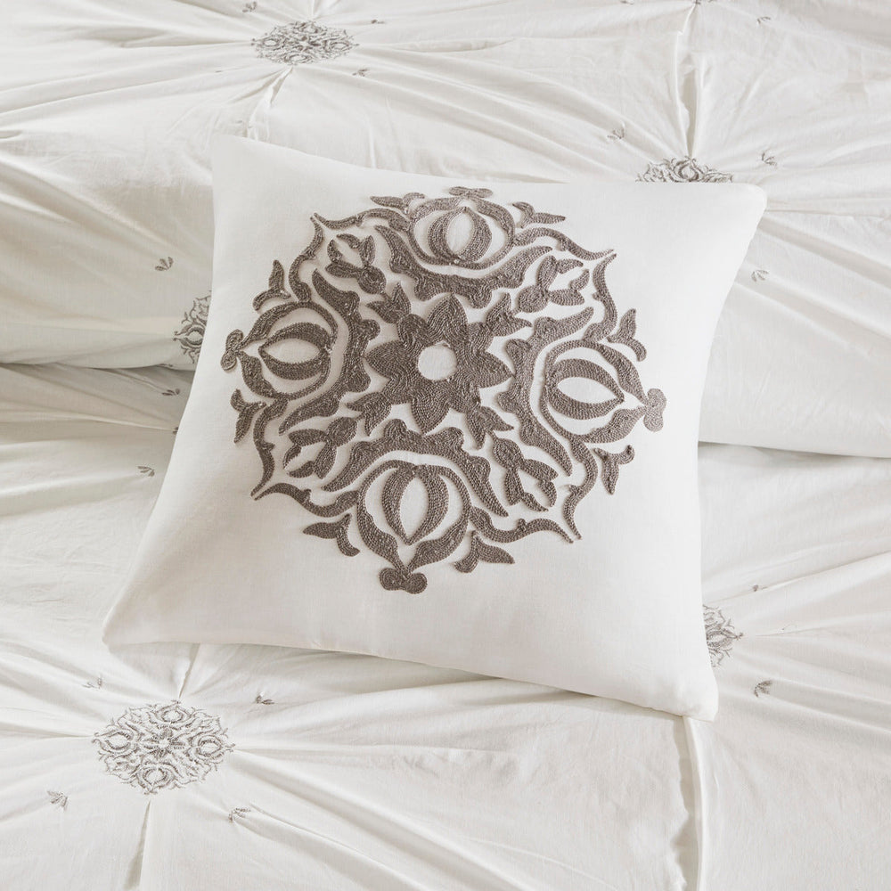 King/Cal King 4 Piece Embroidered Cotton Reversible Duvet Cover Set Media 11