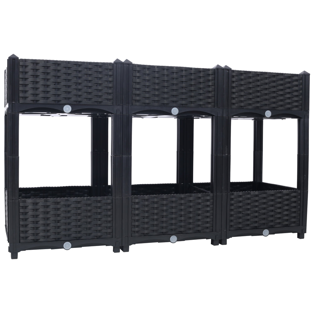 Planter Raised Beds - Elevated Planter Garden Box with Drainage Plug Raised Garden Beds for Vegetable/Flower/Herb Outdoor Standing Planter Beds Gardening Kit,Black,47.2'x15.7'x27.7' Media 4