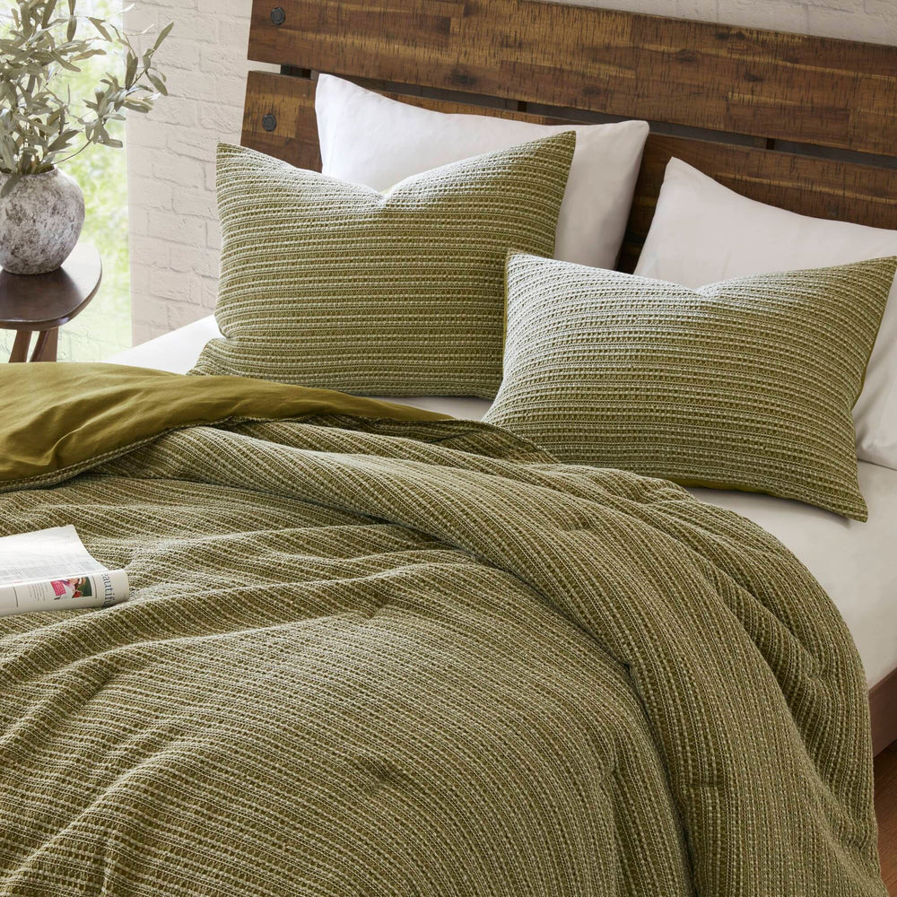 3PCS King/Cal King Waffle Washed Comforter Set Media 21