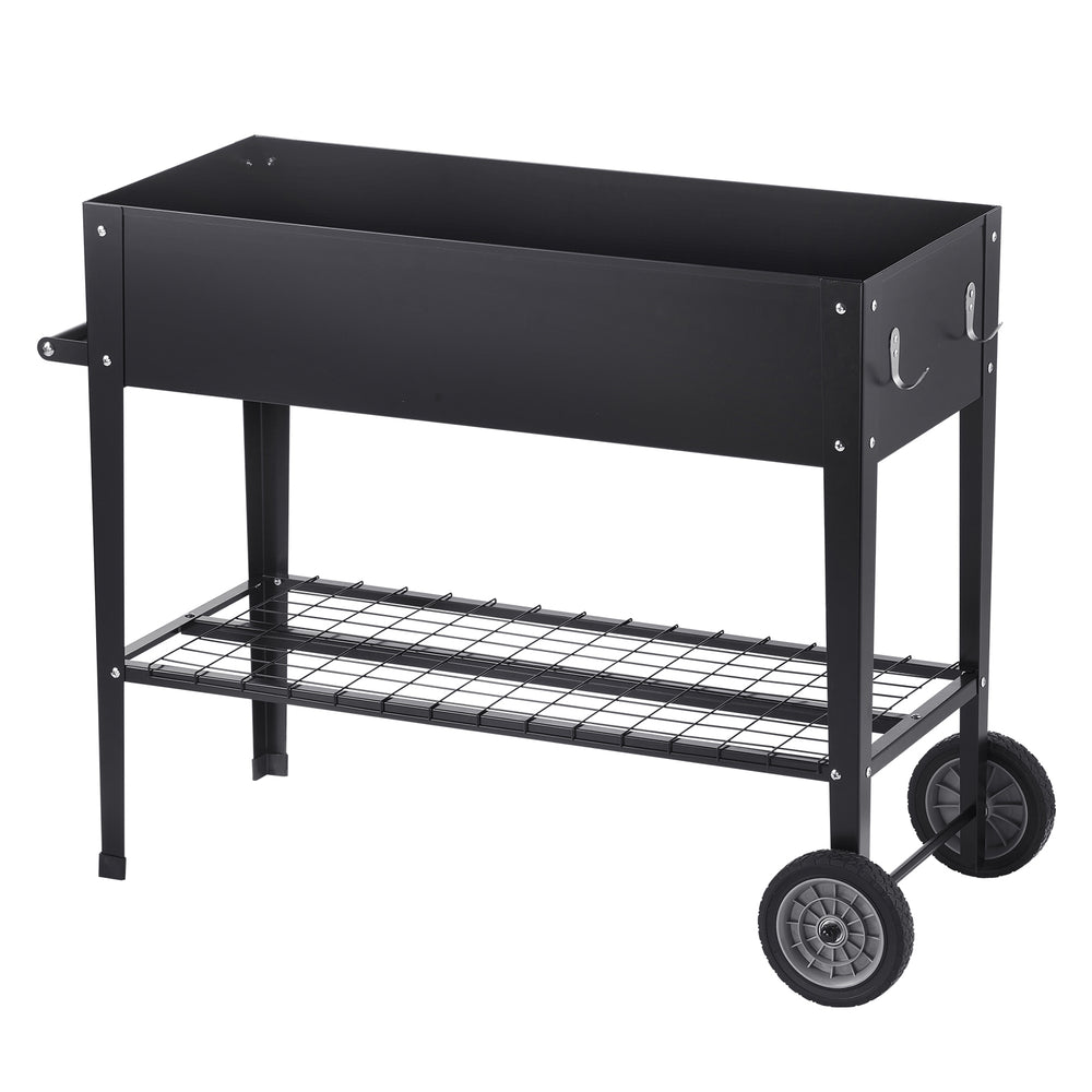 Raised Garden Bed, 42.5 x 19.5 x 31.5 inch Galvanized Metal Planter Box, Elevated Outdoor Planting Boxes with Legs, for Growing Flowers/Vegetables/Herbs in Backyard/Garden/Patio/Balcony, Black Media 9