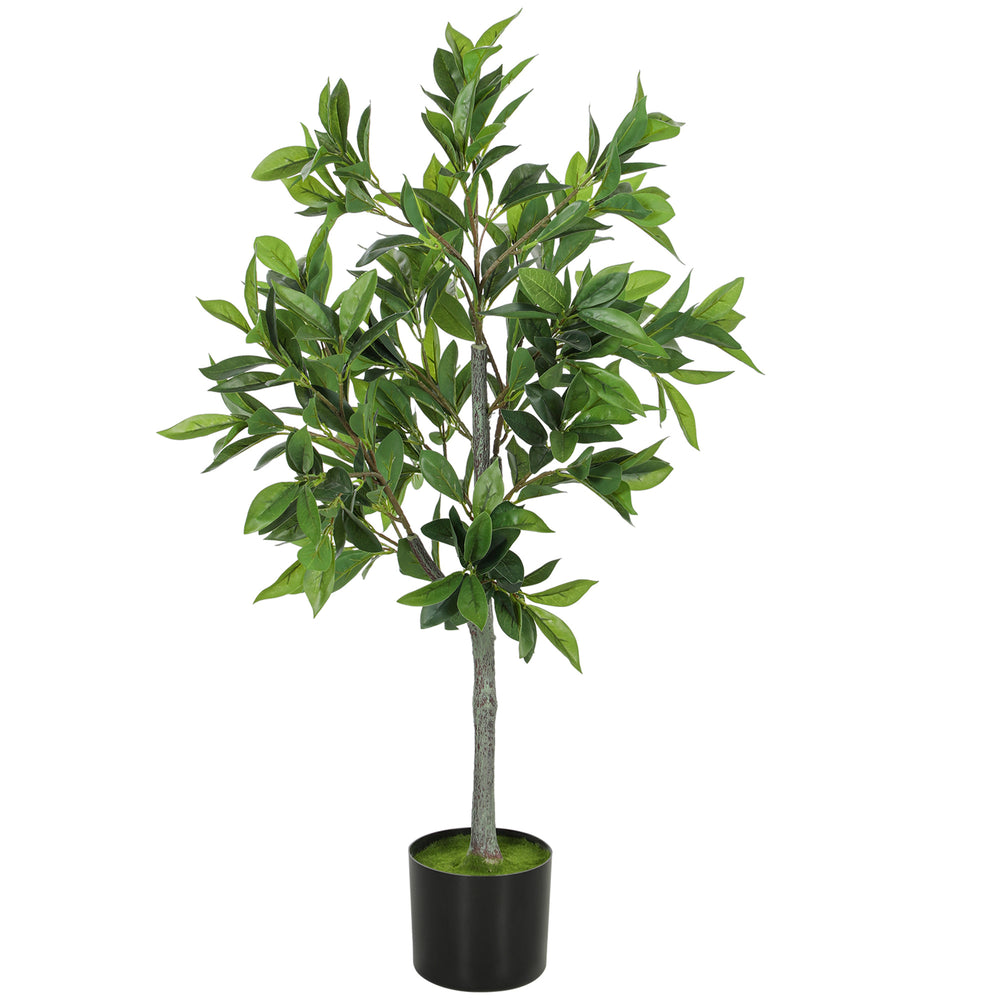 Potted Fake Plant, Lifelike Laurel Artificial Tree,Green Media 8