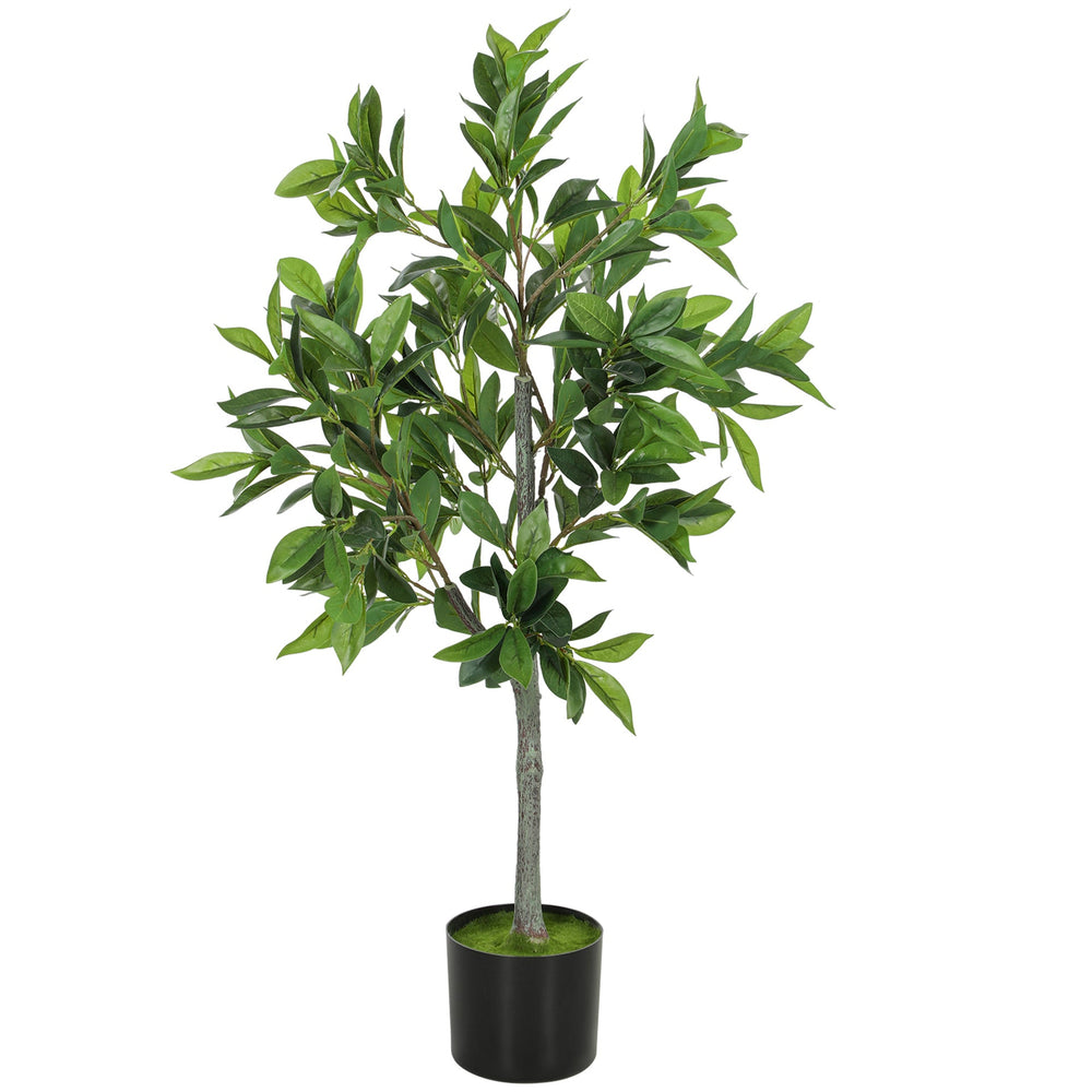Potted Fake Plant, Lifelike Laurel Artificial Tree,Green Media 8