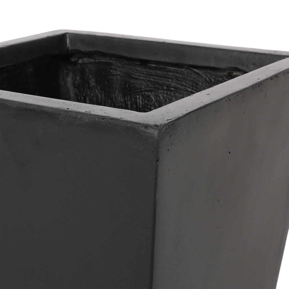 13' Outdoor Modern MGO Small Cast Stone Planter, Black Media 7