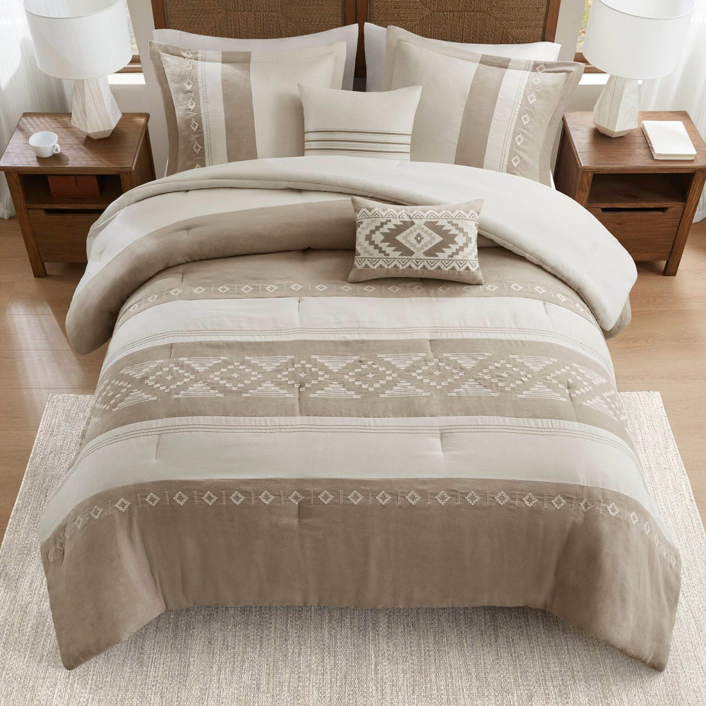 5-Piece Full/Queen Comforter 5pcs Set,Taupe Media 18