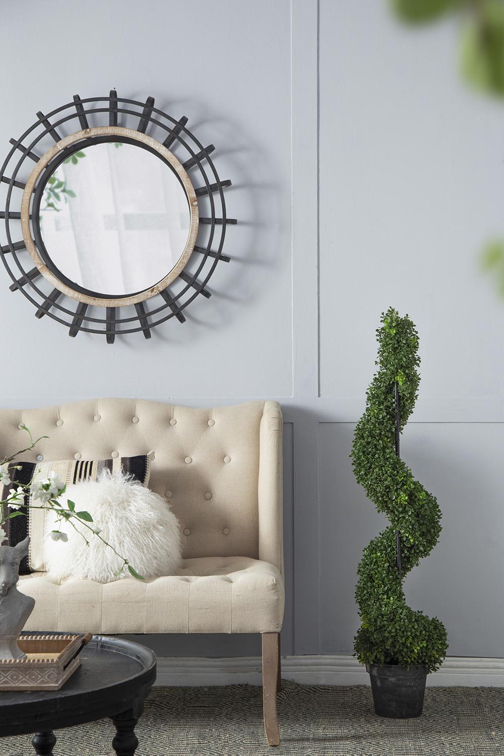 9.5x9.5x48' Tall Artificial Spiral Boxwood Topiary in Pot Media 4