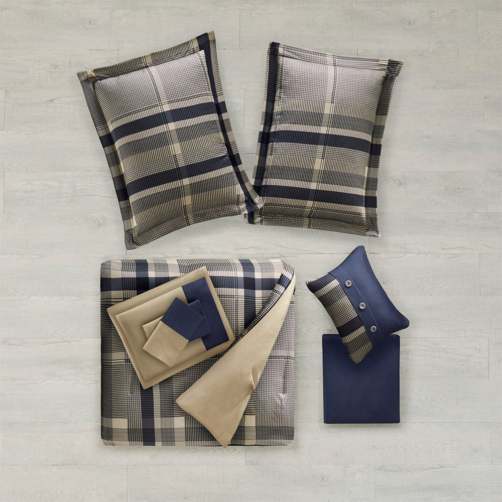 Queen Plaid Comforter Set with Bed Sheets Media 4