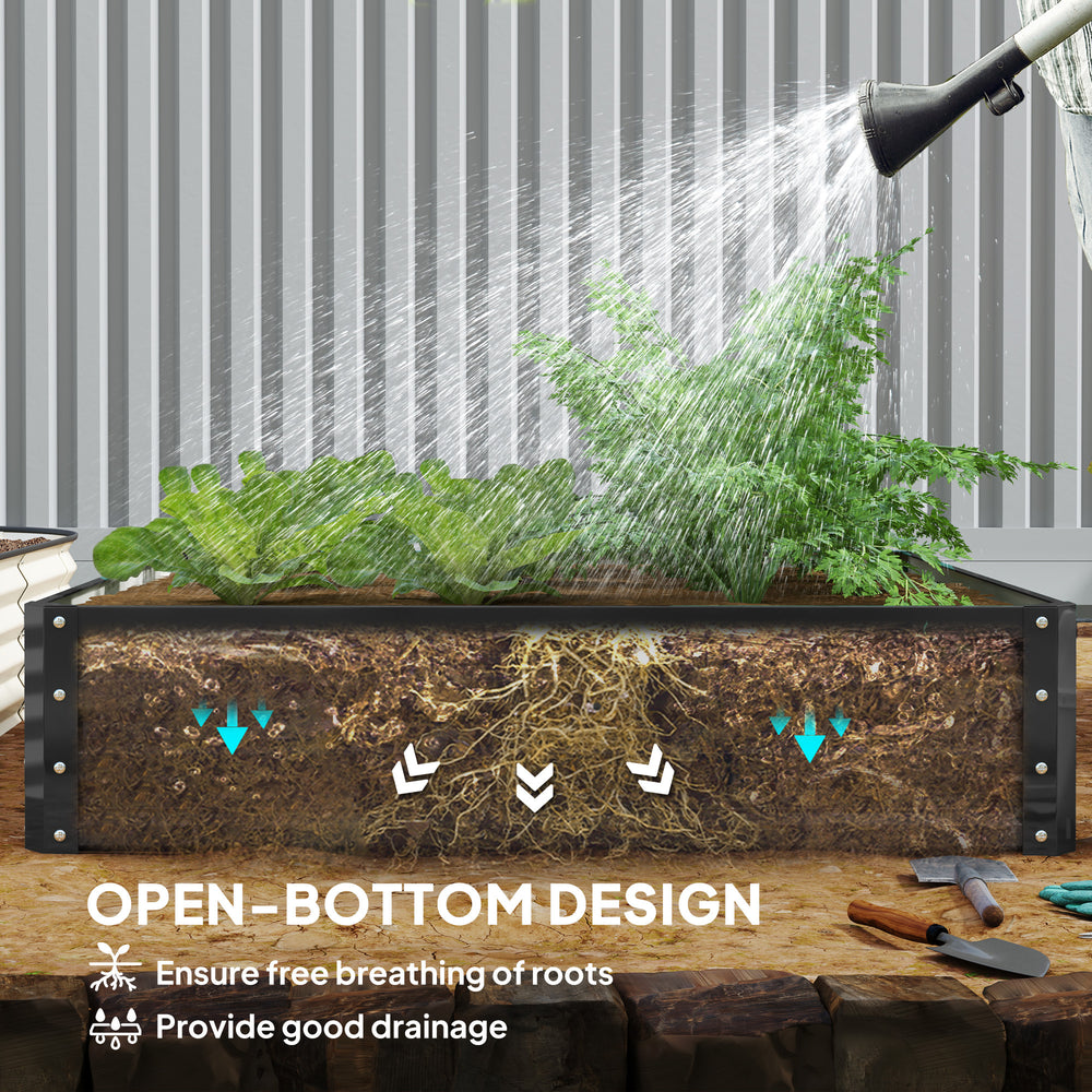 Outsunny 4' x 4' x 1' Galvanized Raised Garden Bed, Planter Raised Bed with Steel Frame for Vegetables, Flowers, Plants and Herbs, Gray Media 5