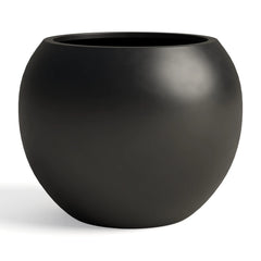 DTY Fiberstone Globe Planter Indoor Outdoor — Lightweight Sphere Ball Pot for Olive Tree, Monstera & Palm | Fiberglass Stone | UV Resistant, Drainage Hole | 2 Coco Mats | Black | 12.6" D × 10" H perspective