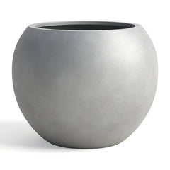 DTY Fiberstone Globe Planter Indoor Outdoor — Lightweight Sphere Ball Pot for Olive Tree, Monstera & Palm | Fiberglass Stone | UV Resistant, Drainage Hole | 2 Coco Mats | Black | 12.6" D × 10" H perspective