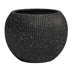DTY Fiberstone Globe Planter Indoor Outdoor — Lightweight Sphere Ball Pot for Olive Tree, Monstera & Palm | Fiberglass Stone | UV Resistant, Drainage Hole | 2 Coco Mats | Black | 12.6" D × 10" H perspective