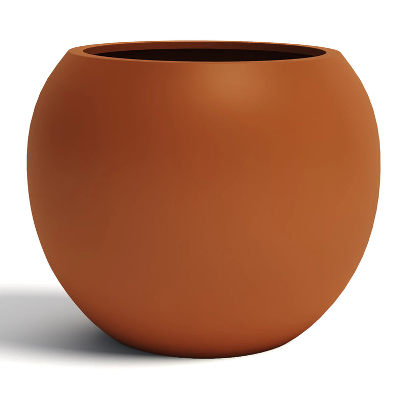 DTY Fiberstone Globe Planter Indoor Outdoor — Lightweight Sphere Ball Pot for Olive Tree, Monstera & Palm | Fiberglass Stone | UV Resistant, Drainage Hole | 2 Coco Mats | Black | 12.6" D × 10" H