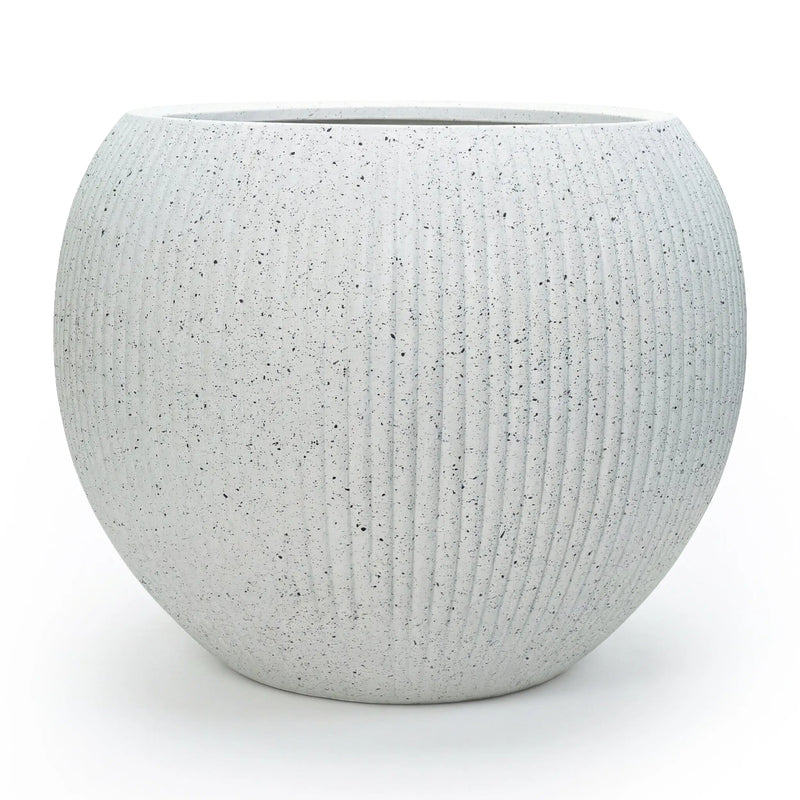 DTY Fiberstone Globe Planter Indoor Outdoor — Lightweight Sphere Ball Pot for Olive Tree, Monstera & Palm | Fiberglass Stone | UV Resistant, Drainage Hole | 2 Coco Mats | Black | 12.6" D × 10" H