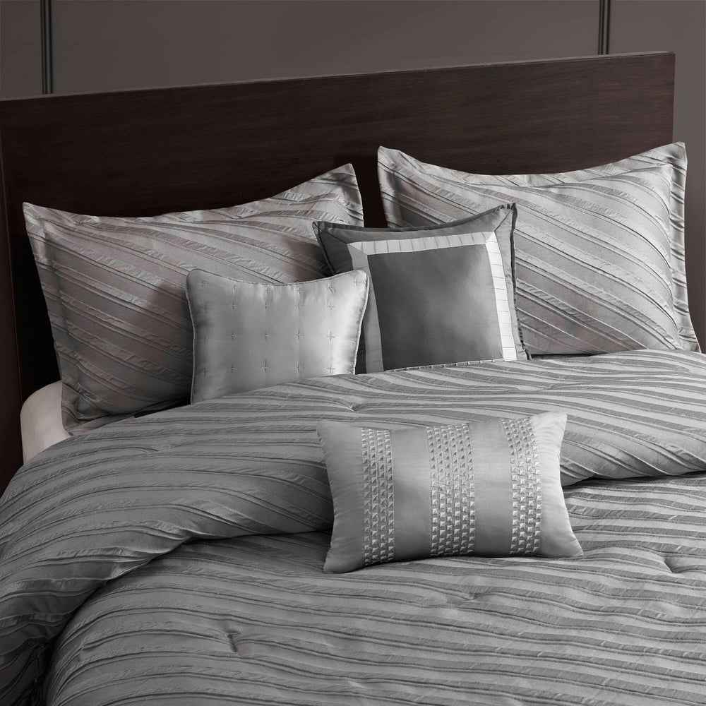7 PCS Queen Comforter Set Grey Media 14