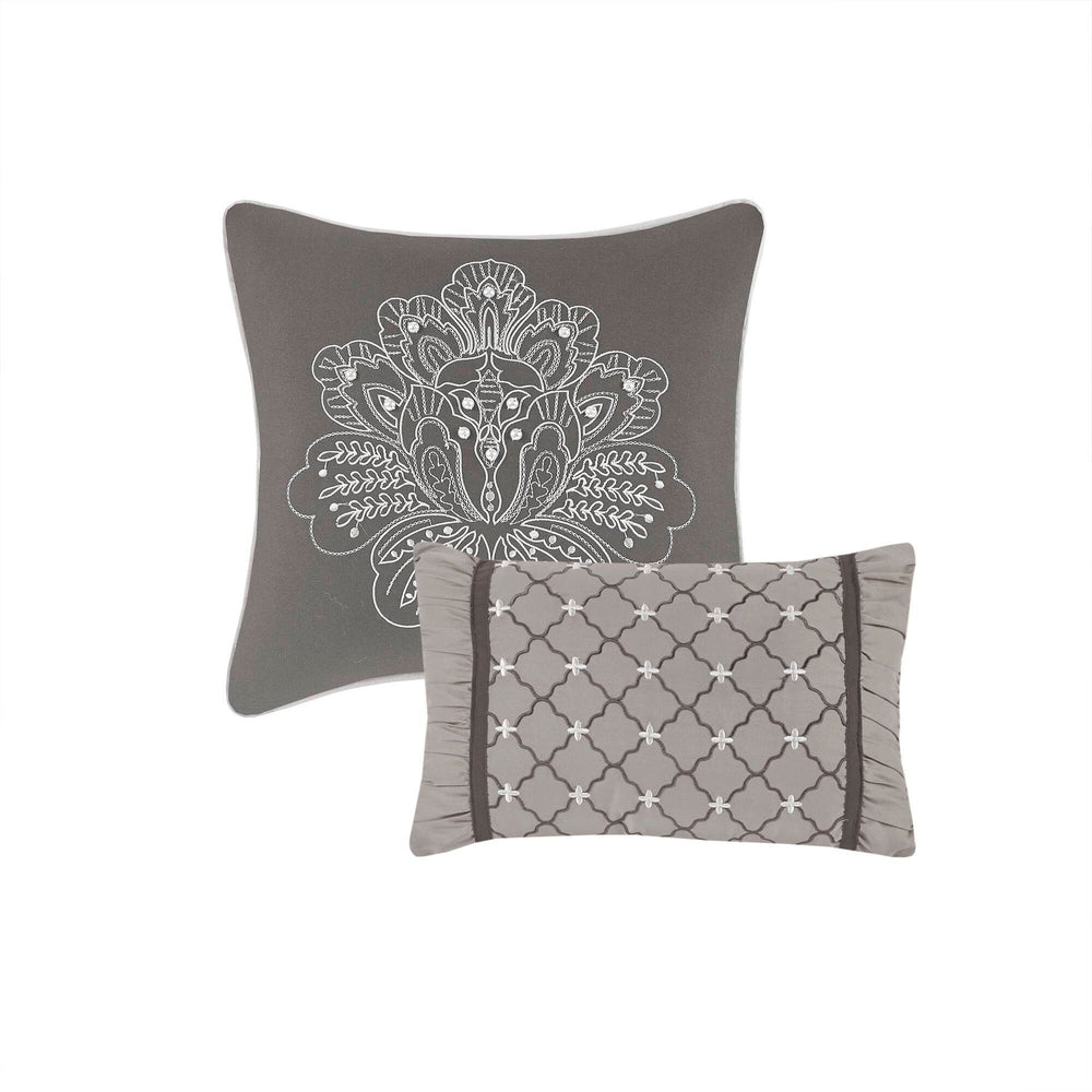 5-Piece King 5 Piece Reversible Jacquard Bedspread Set,Grey Media 3