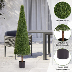 6FT Artificial Conical Topiary Trees  UV Resistant Faux Cedar Bushes and Evergreen Shrubs, Fake Potted Plants for Front Porch Outside Planter Decor, 1pc/set perspective