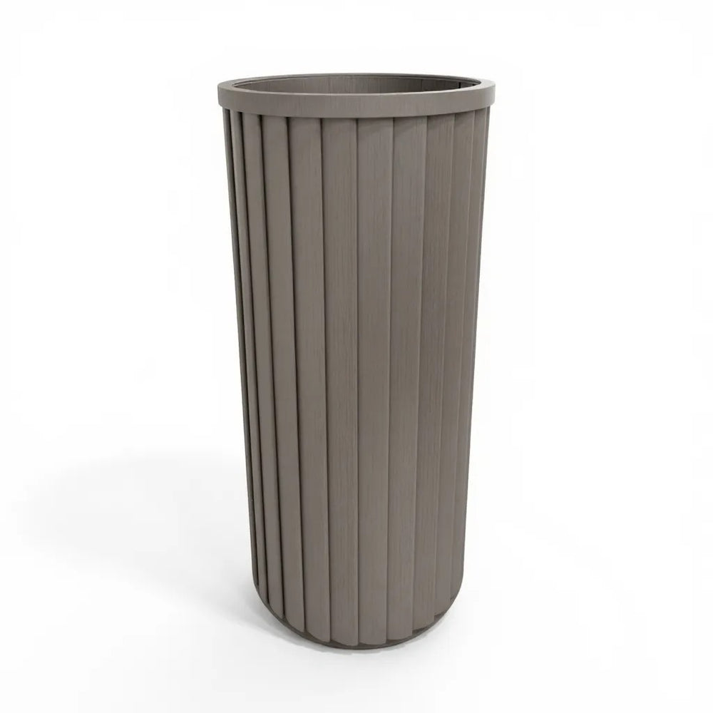 Round Strata Column Planter XL - Grey Brown Media 1