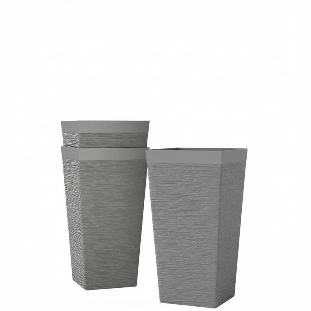 Stackable Design Tapered Planters,3-Piece Outdoor Planters,Tall Planters,Garden Planters(Only 3Pcs Planters) Media 8