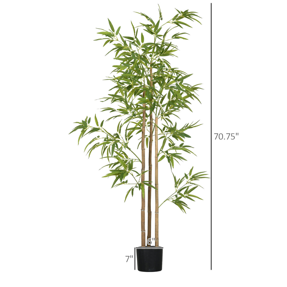 6FT Artificial Bamboo Tree, Faux Decorative Plant in Nursery Pot for Indoor Décor Media 3
