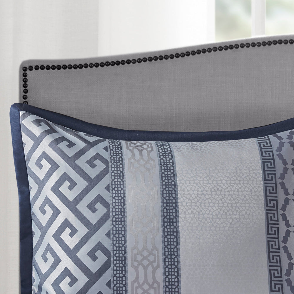 7 Piece Jacquard Comforter Set Navy King Media 11