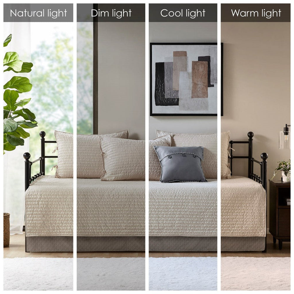 6 Piece Reversible Plaid Daybed Cover Set Neutral Daybed Media 6