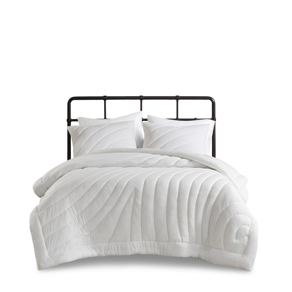 2 PCS Twin/Twin XL Poly Jersey Puffy Comforter Set White Media 8