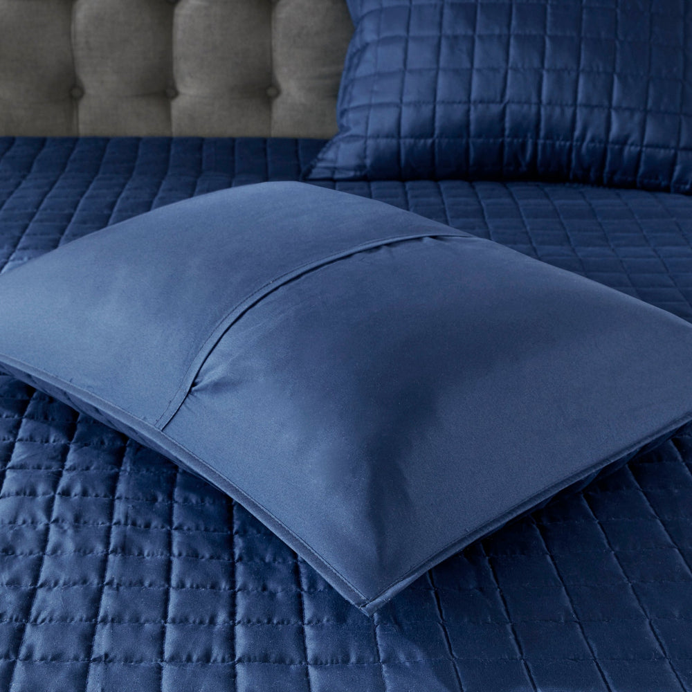 8 Piece Comforter and Quilt Set Collection Navy Full/Queen Media 9