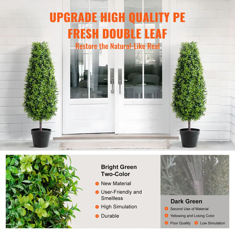 2 Pack 3' Artificial Boxwood Topiary Tree Faux Plant UV Decor In/Outdoor