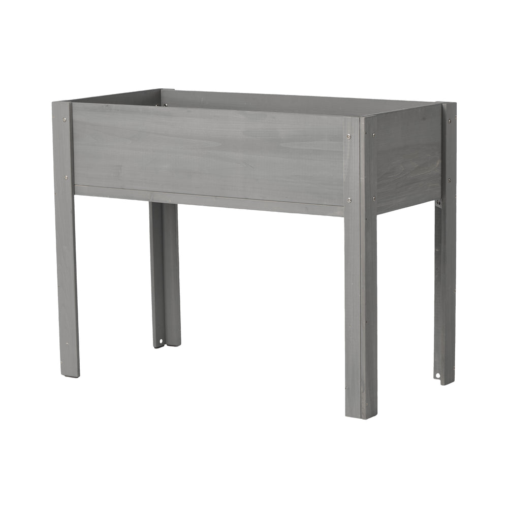 Elevated Wooden Garden Bed 40x20x31 inch with Legs for Outdoor Plants Flowers Fruits Vegetables Herbs in Grey Solid Wood Media 1