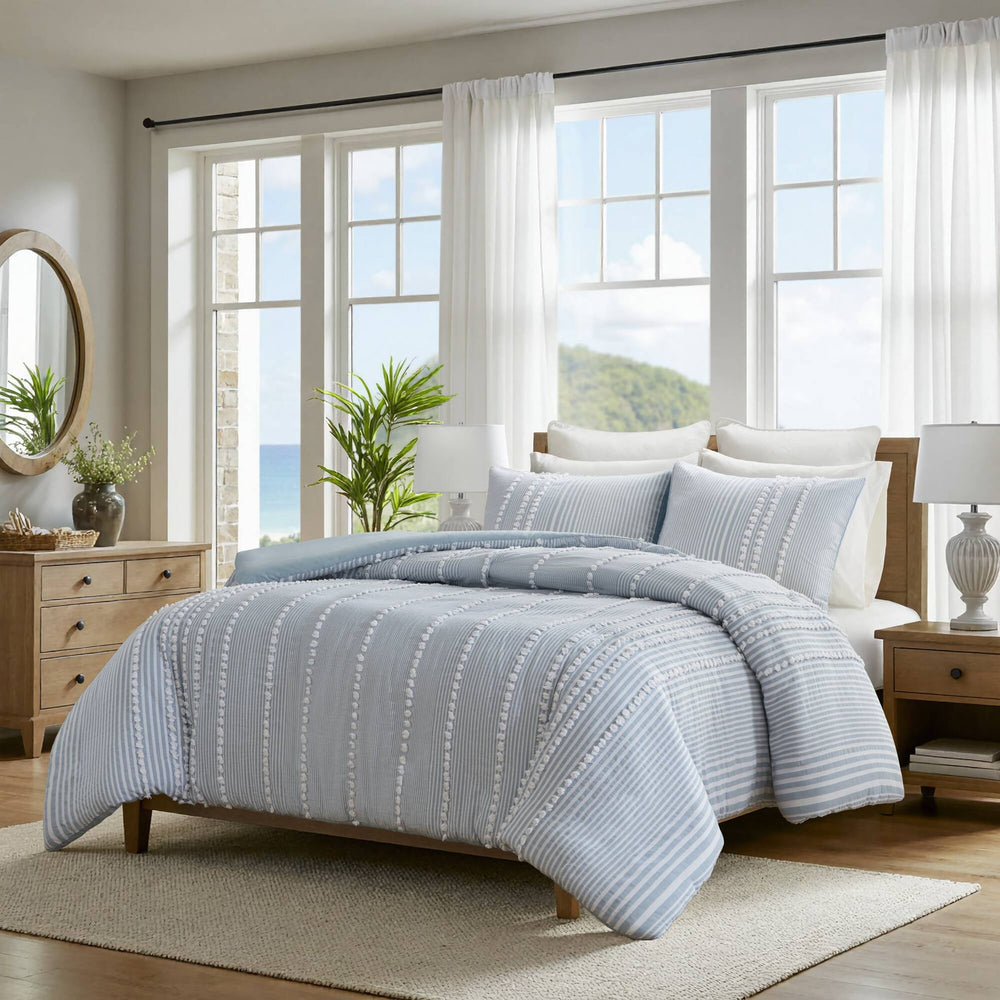 3- Piece King Cotton Yarn Dyed Duvet Cover Set Media 14