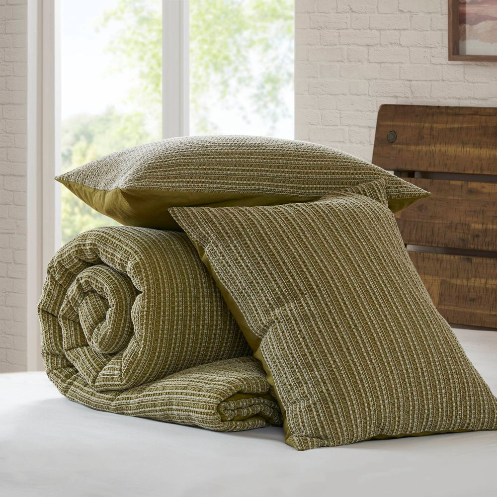 3PCS Full/Queen Waffle Washed Comforter Set Media 9