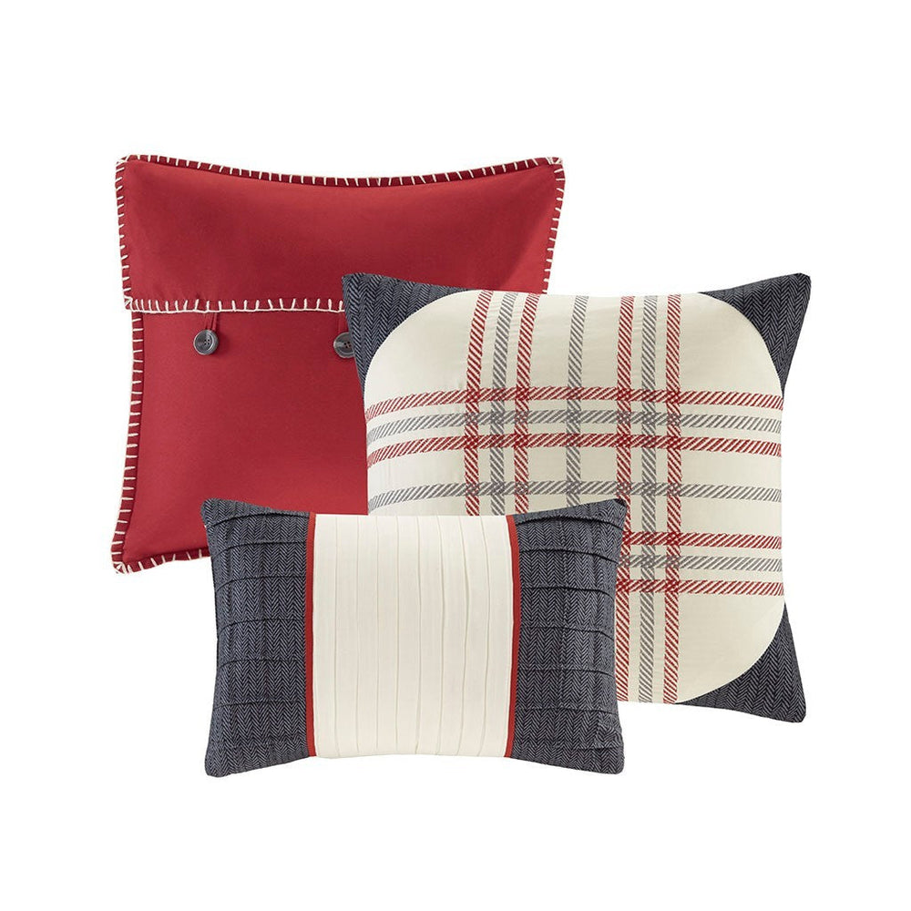 7 Piece Herringbone Comforter Set Red King Media 3