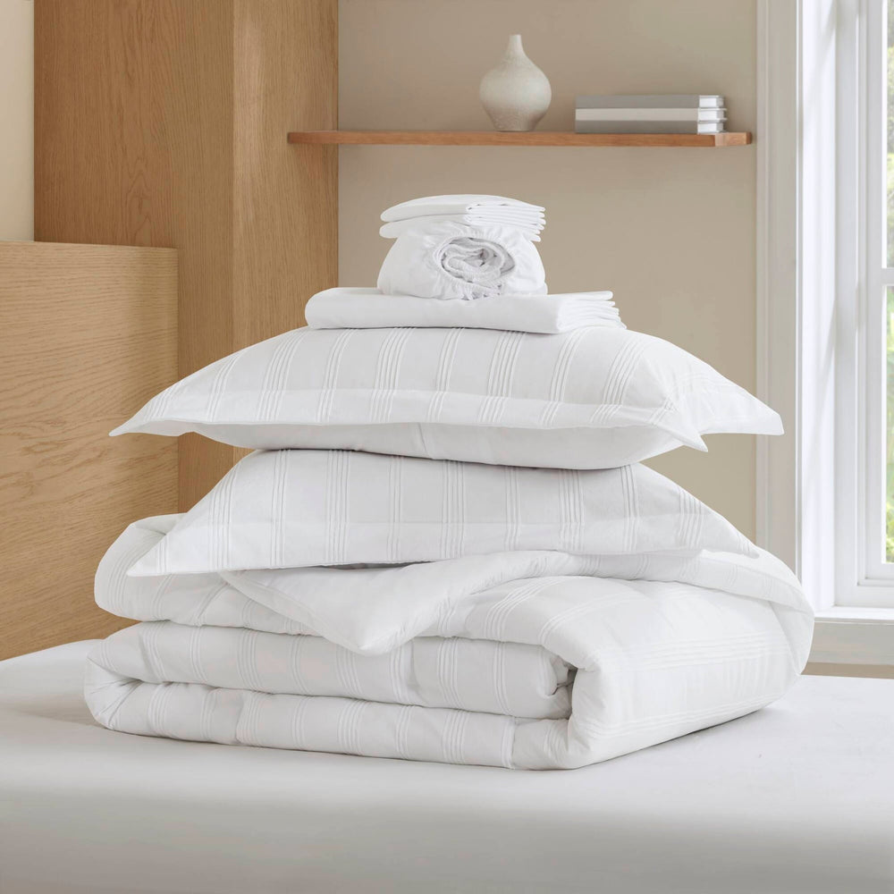 7-Piece Cal King Woven Striped Comforter Set Media 9