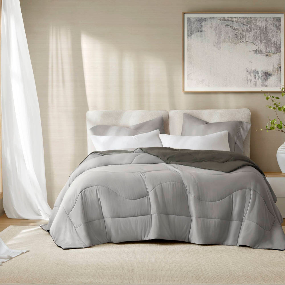 1-Piece King/Cal King Reversible Tencel Comforter Blanket,Gray Media 10