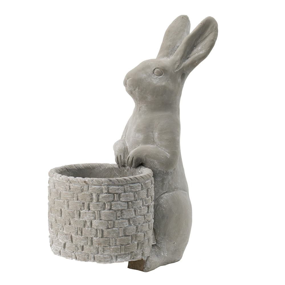 9x5.5x12.5' Gray Cement Rabbit Planter Media 4