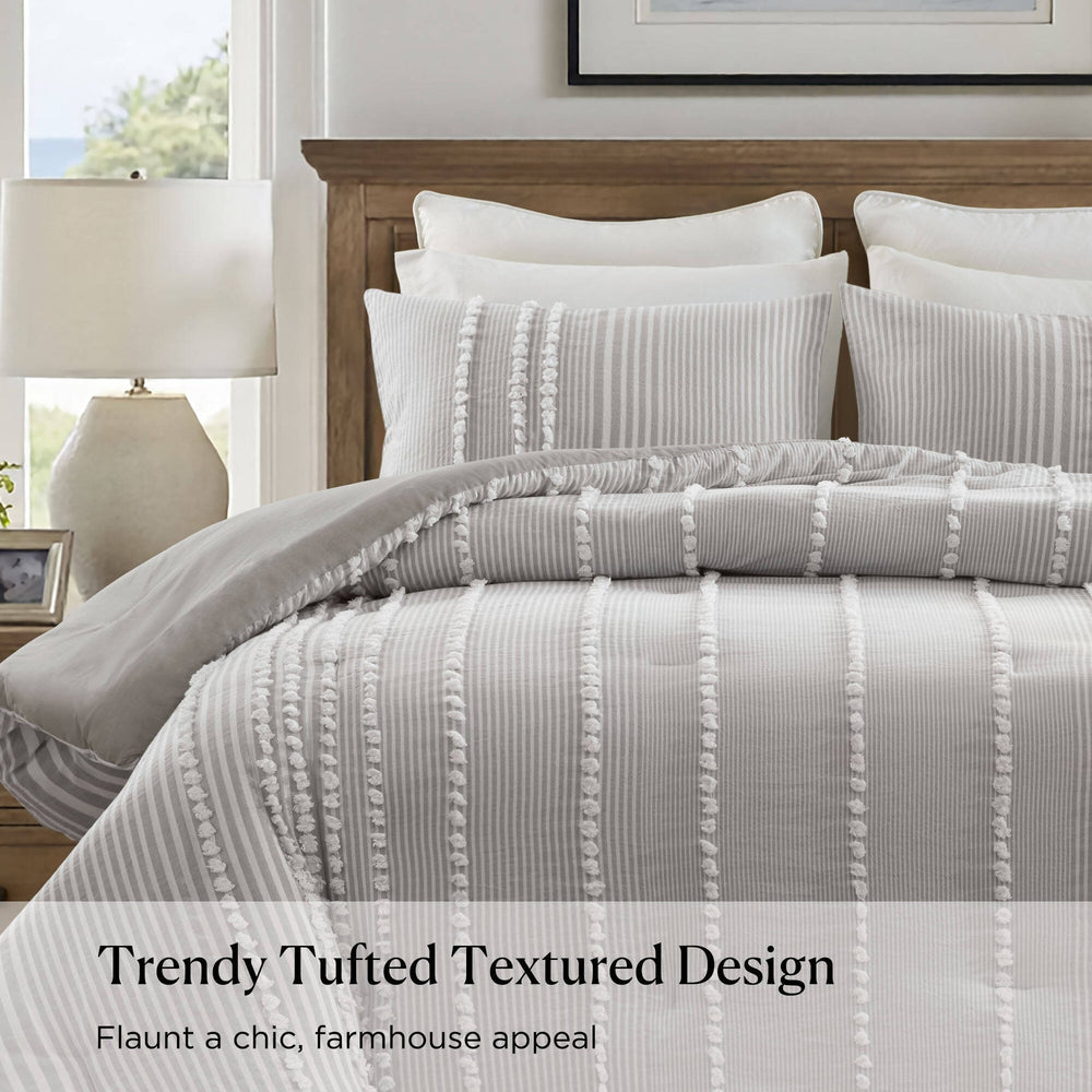 3- Piece Full/Queen Cotton Yarn Dyed Comforter Set Media 6
