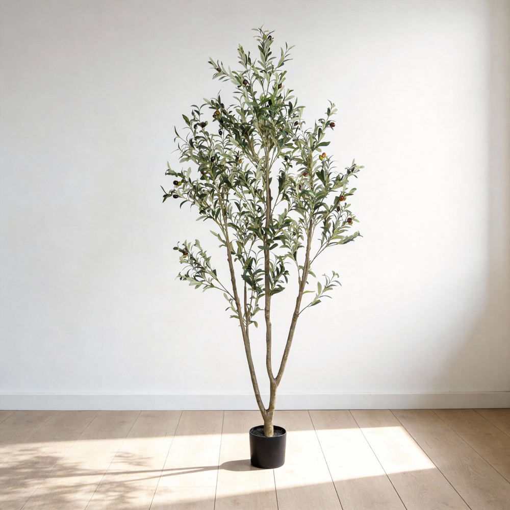 6' Artificial  Olive Tree in Plastic Black Pot, 1pc/set Media 2