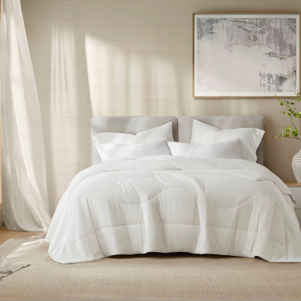 1-Piece King/Cal King Reversible Tencel Comforter Blanket,White Media 1