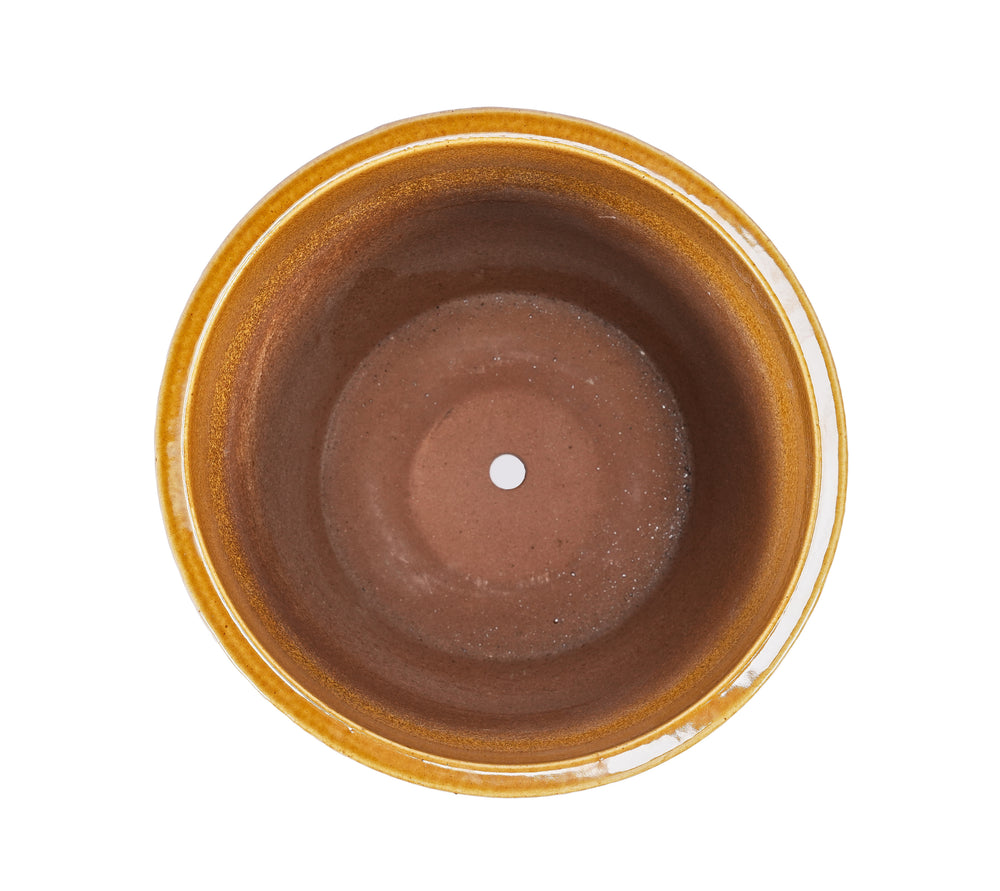 Handmade Ceramic Planter Set of 3, 15/12/9 Inch Diameter, Earth-Tone Speckled Glaze, for Orchids & Indoor Plants, Windowsill & Bookshelf Use, Breathable Clay Media 11