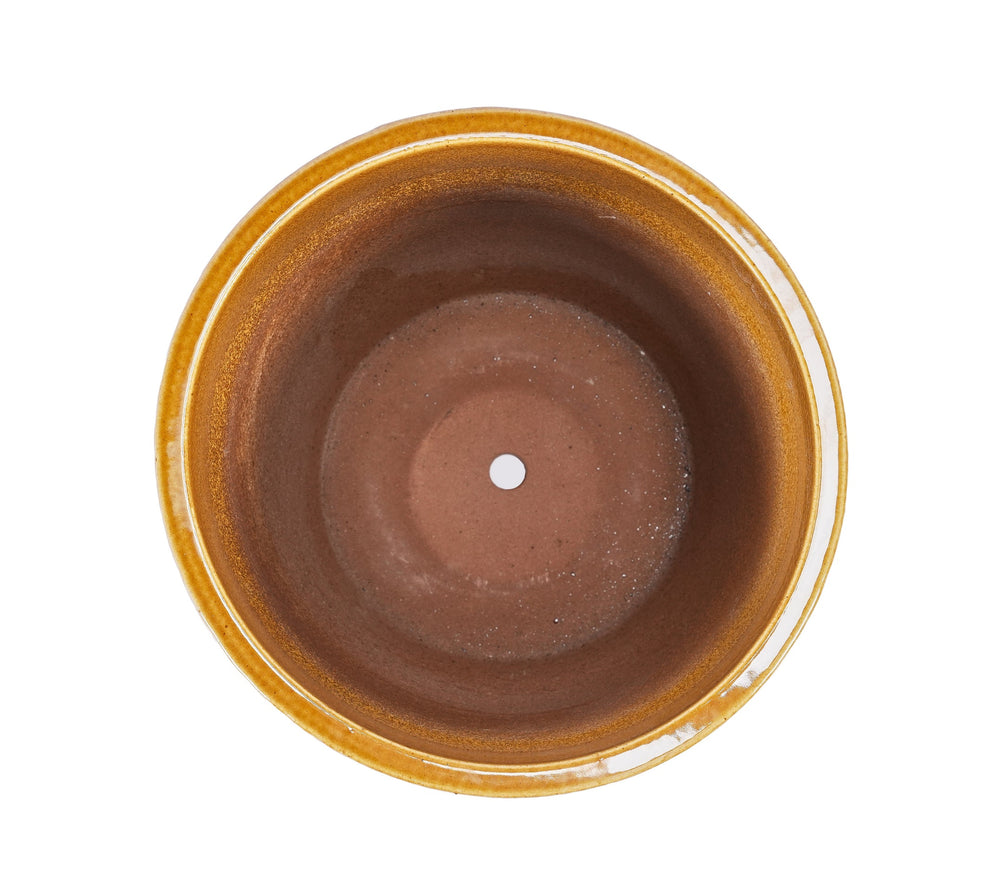 Handmade Ceramic Planter Set of 3, 15/12/9 Inch Diameter, Earth-Tone Speckled Glaze, for Orchids & Indoor Plants, Windowsill & Bookshelf Use, Breathable Clay Media 11