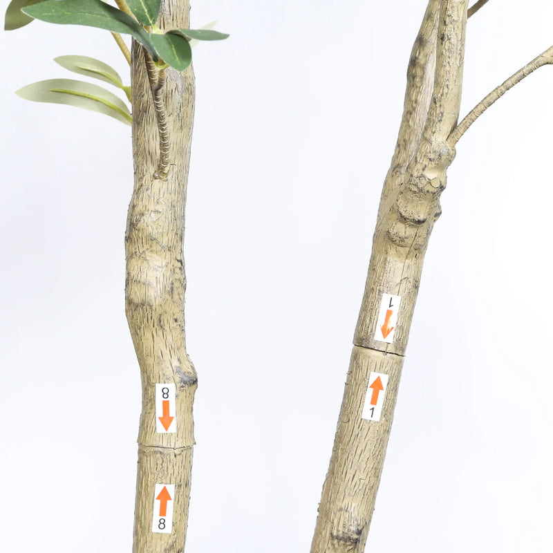 7' Artificial Olive Tree in Black Plastic Pot, 1pc/set