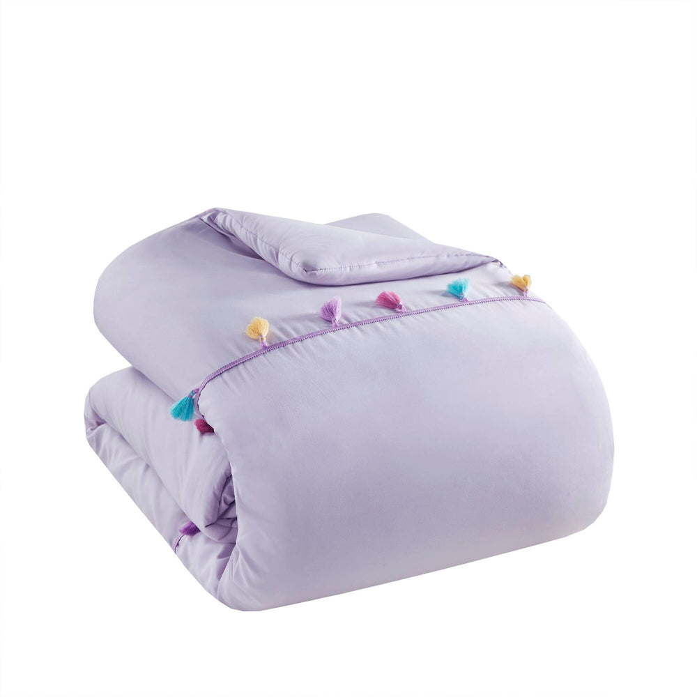 Tassel Comforter Set with Heart Shaped Throw Pillow Full/Queen Media 11