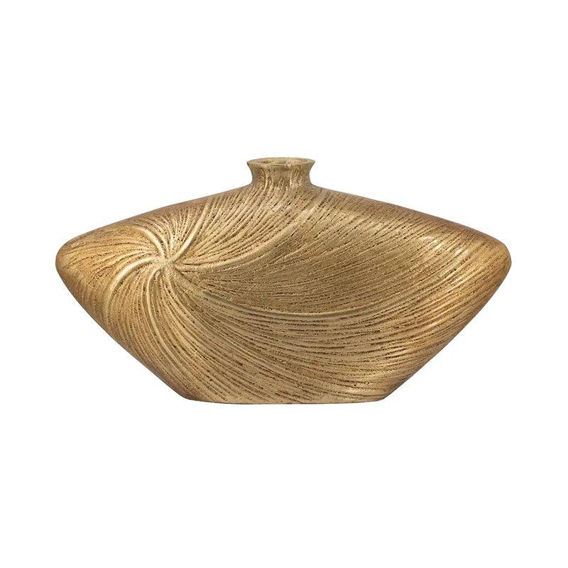 Aluminum Vase with Gold Swirling Design