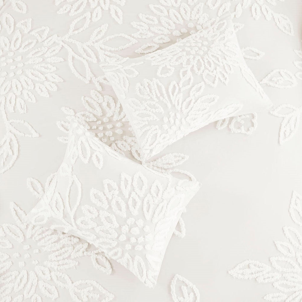 Full/Queen 3 Piece Tufted Cotton Chenille Floral Duvet Cover Set Media 12
