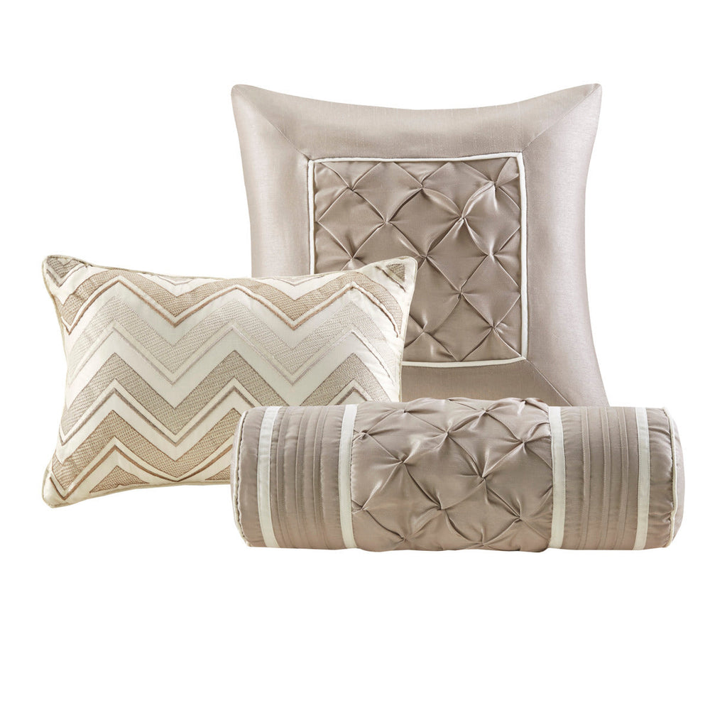 7 Piece Tufted Comforter Set Ivory King Media 4