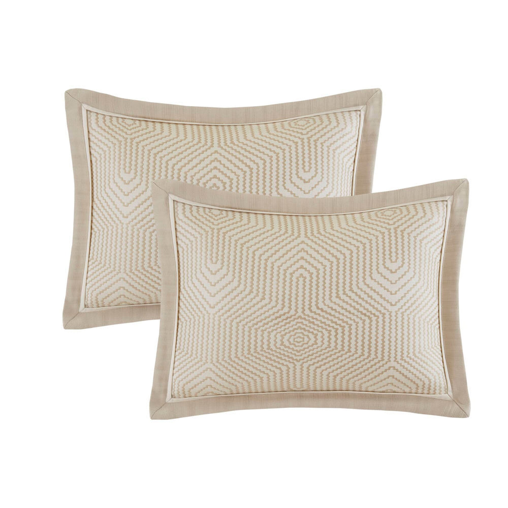 9-Piece King Abstract Comforter Set, Tan+Ivory Media 8